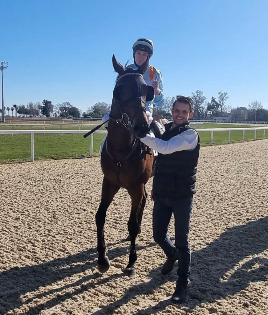 Brave Emperor and Luke Morris after their Listed victory at Cagnes-Sur-Mer