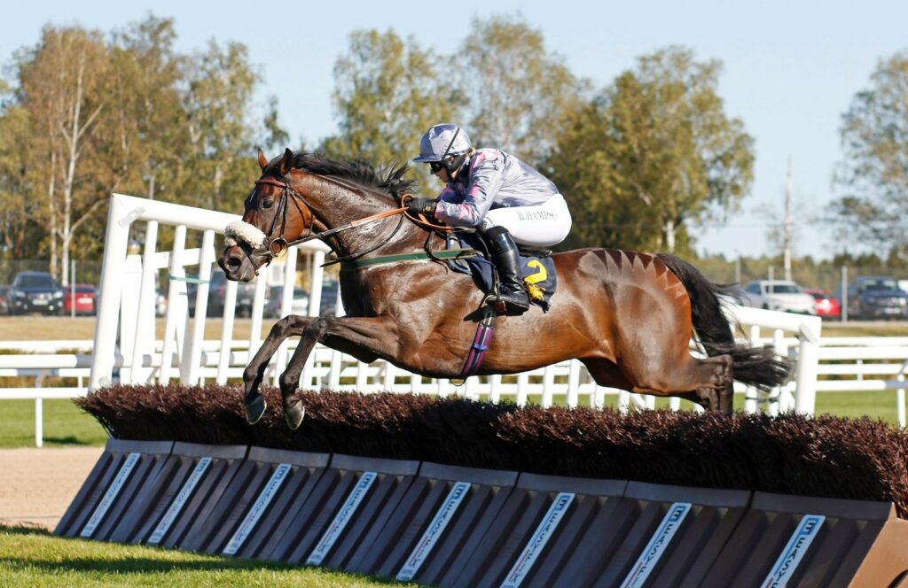 Throne Hall winning the H.M.Drottningens Pris at Bro Park in Sweden under Brodie Hampson.