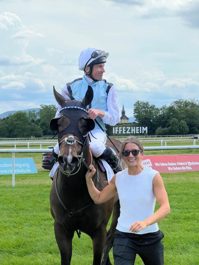 Kylian after winning the Listed Silberne Peitsche at Baden-Baden under Adrie de Vries